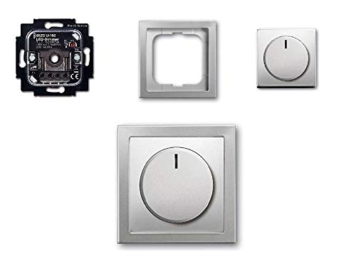 Komplett-Set BUSCH-JÄGER, LED-Drehdimmer in PUR Edelstahl - 866K neues Modell 6523 U-102 - Nachfolge