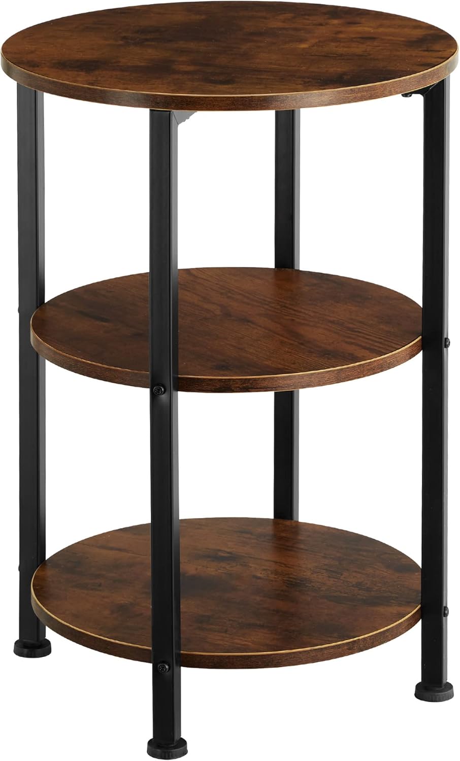 tectake Beistelltisch rund aus Holz und Metall, Industrie-Design, Couchtisch mit 3 Ebenen, für Wohnz