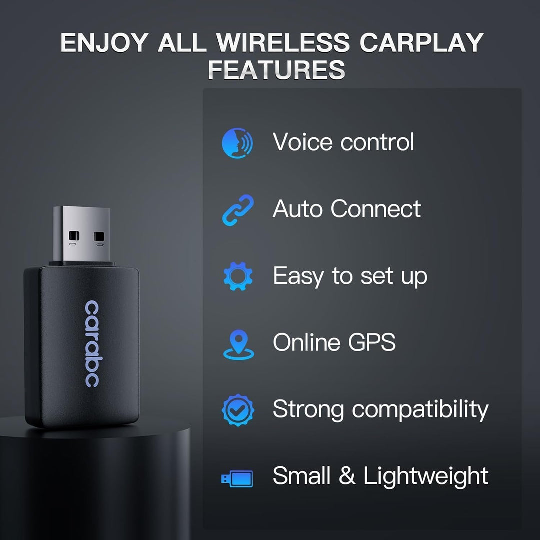 CARabc Wireless CarPlay Adapter,Umstellung von kabelgebundenem auf drahtloses CarPlay,Plug and Play,