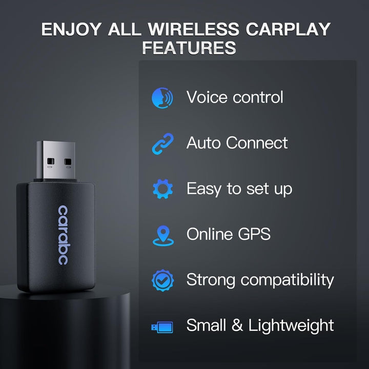 CARabc Wireless CarPlay Adapter,Umstellung von kabelgebundenem auf drahtloses CarPlay,Plug and Play,