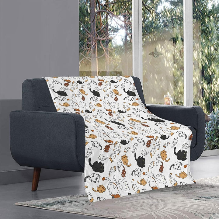 Niedliche Katzen-Kätzchen-Kinderdecke, Cartoon-Tiere, Bettwäsche für Mädchen, weiss, warm, Korallen-