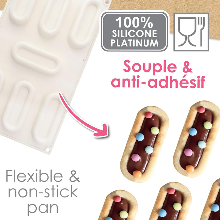 ScrapCooking - Silikonform für 7 Finger-Kekse - Backform für Riegel & Barquettes - Für Ofen & Gefrie