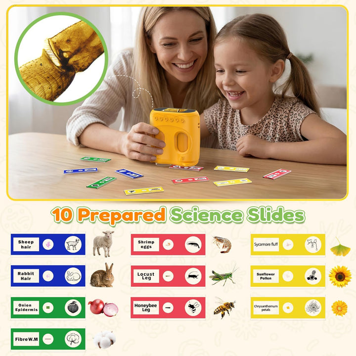 1000X Mikroskop für Kinder Taschenmikroskop Digital: 2-in-1 Handmikroskop und Teleskop für Kinder mi