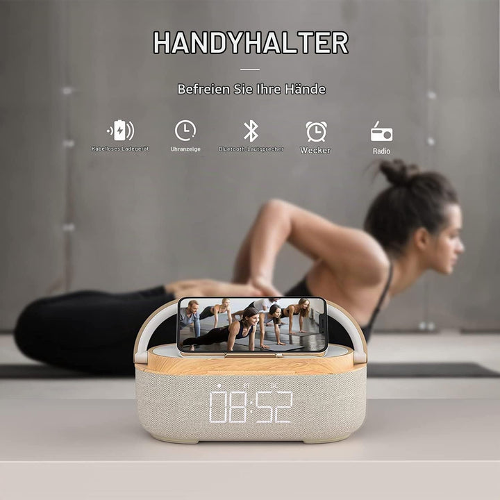 COLSUR Radiowecker Digital mit Wireless Charger, Bluetooth Lautsprecher mit USB-Ladegerät, Smart Wec