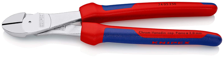 Knipex Kraft-Seitenschneider verchromt, mit Mehrkomponenten-Hüllen 250 mm 74 05 250 verchromt 250 mm