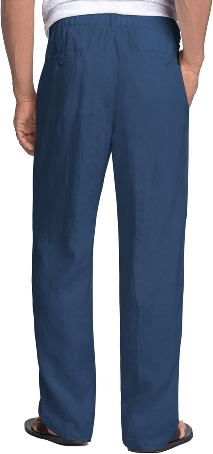 COOFANDY Herren Leinenhose mit Kordelzug Leicht Sommerhose Freizeithose Einfarbig Hose Lang für Männ