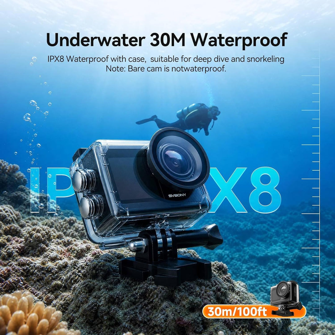 SVBONY SVGo2 4K 30FPS Unterwasserkamera, Action-Kamera, EIS, Wasserdicht bis 30m, Touchscreen, Dual-