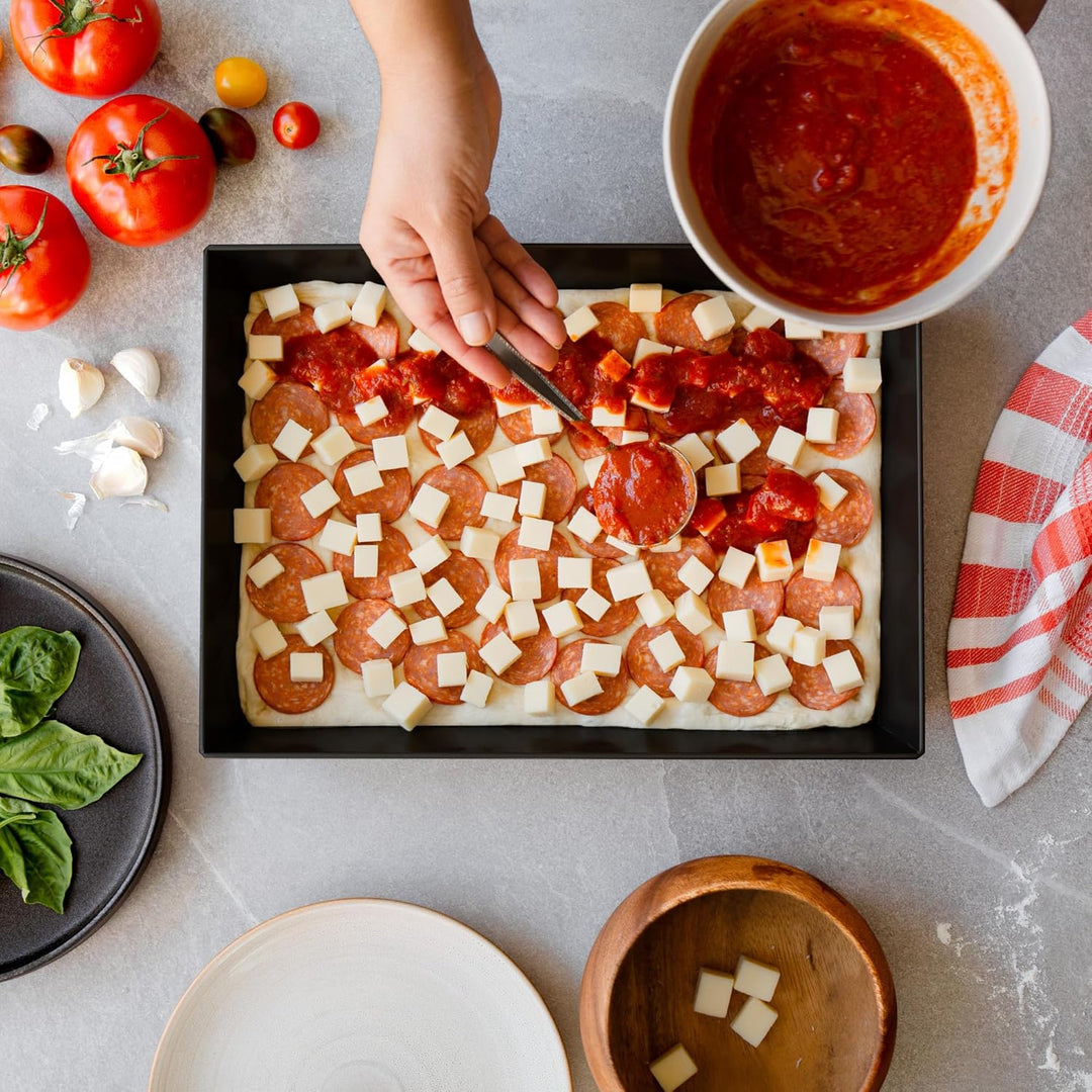 Chef Pomodoro Pizzablech – Pizza Backblech – Pizza Blech – Pizza Pan – Pizzaform rechteckig –Detroit