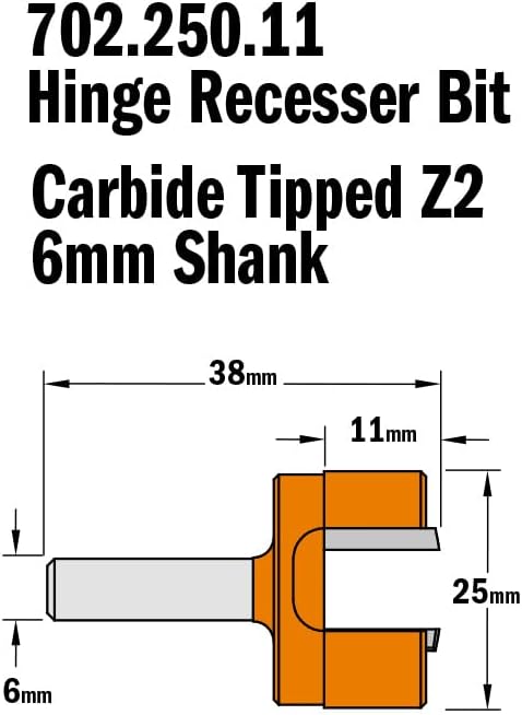 CMT ORANGE TOOLS 702.250.11 - HARTMETALL-BESCHLAGFRÄSER Z2 S=6 D=25X11X38