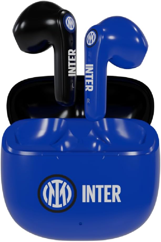 Inter Techmade, kabellose In-Ear-Kopfhörer, mit Ladebox, Schwarz/Hellblau