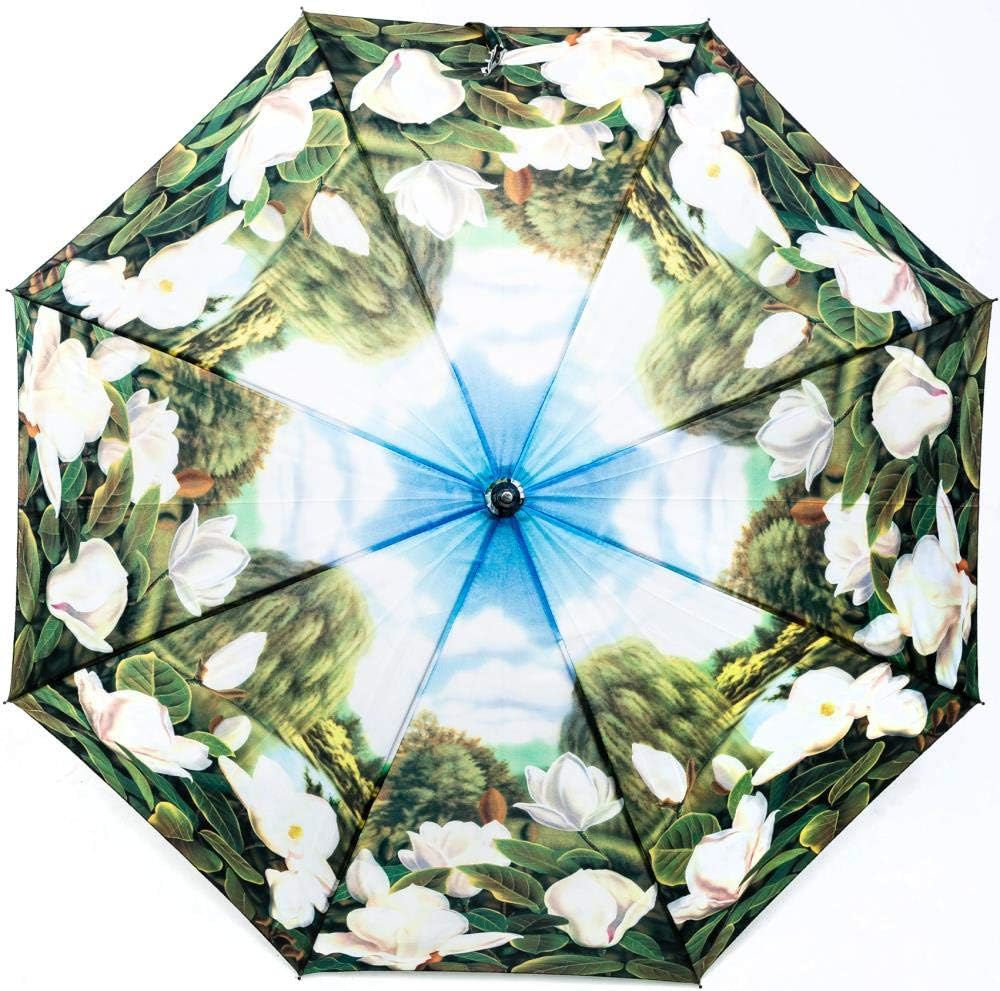 LUCKYWEATHER Regenschirm Stockschirm Damen Motiv Magnolien Auf-Automatik I Stockregenschirm gross un