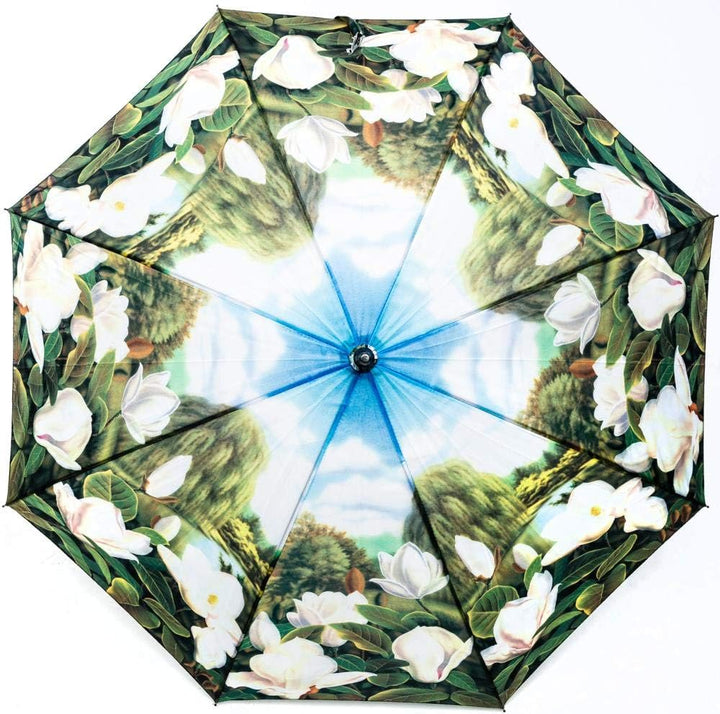LUCKYWEATHER Regenschirm Stockschirm Damen Motiv Magnolien Auf-Automatik I Stockregenschirm gross un