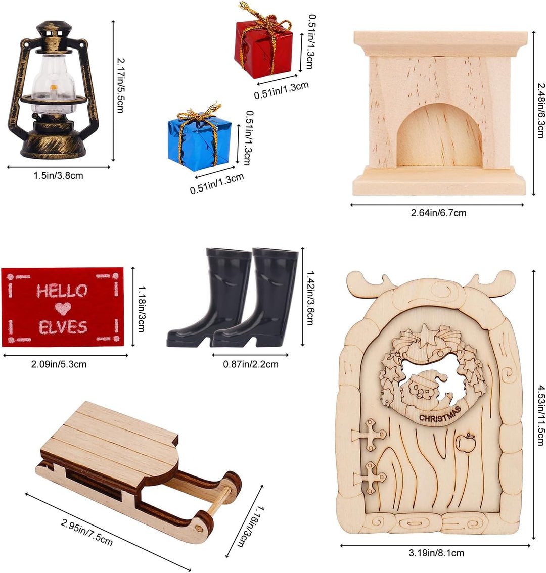 Wichteltür Set, 19PCS Wichtel Zubehör, Wichteltür Komplettset, mit Feentür, Briefkästen, Stiefel, Le
