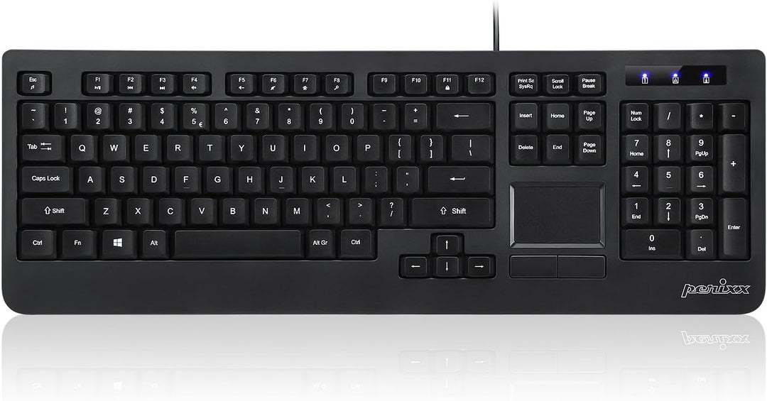 Perixx PERIBOARD-513 Tastatur mit Touchpad USB (US-Englisch) schwarz Layout: US ENGLISH, Layout: US