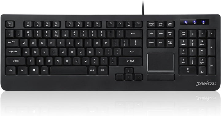 Perixx PERIBOARD-513 Tastatur mit Touchpad USB (US-Englisch) schwarz Layout: US ENGLISH, Layout: US