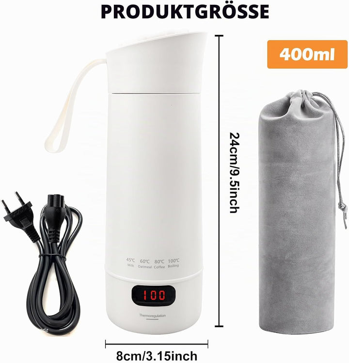 Reise Wasserkocher Klein, Reisewasserkocher Klein, Auto Wasserkocher, 400ml Mini Tragbarer Elektrisc