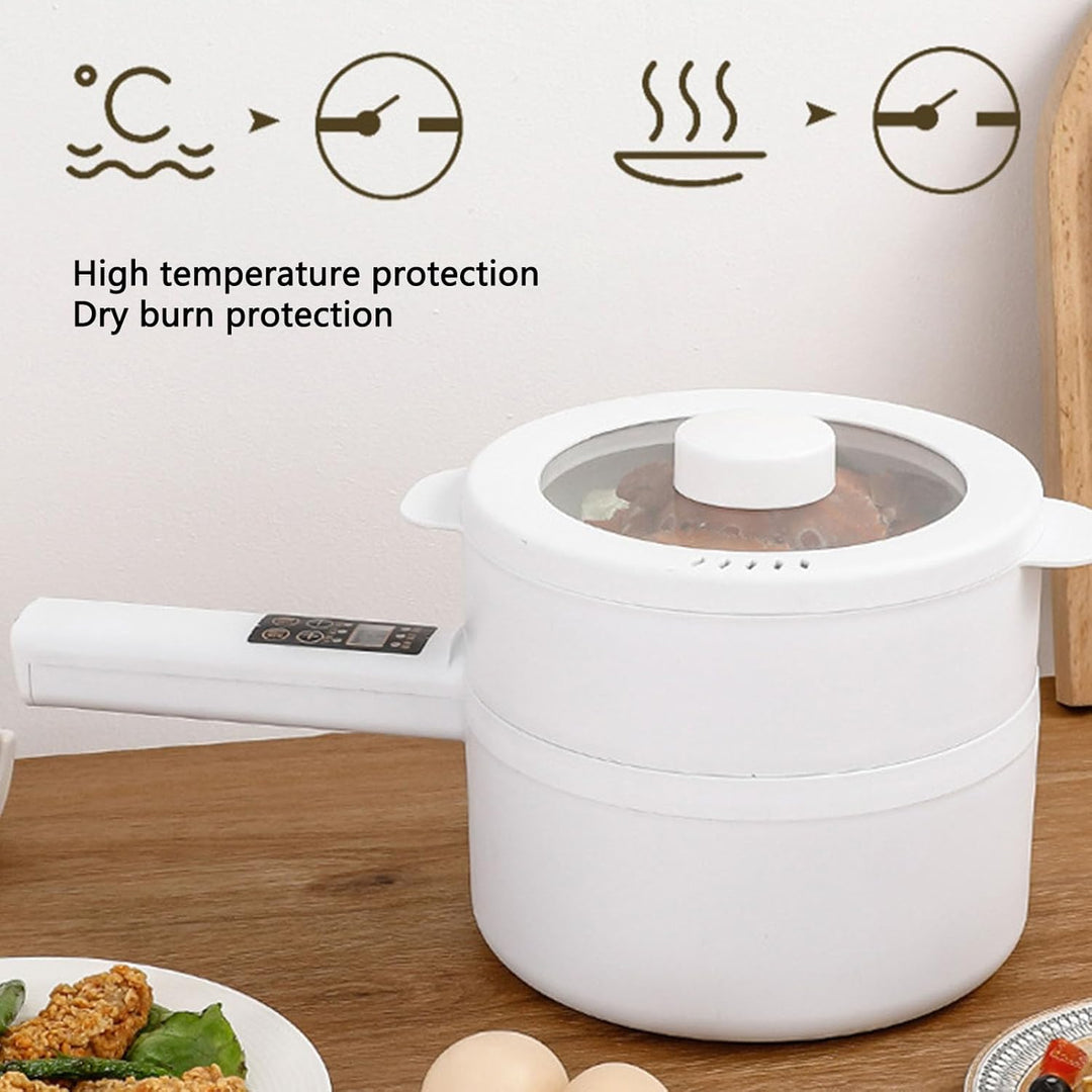 Hot Pot Elektrisch, 600 W, 1,8 L Multifunktions-Nudelkocher Nicht Klebrig Langen Griff Tragbarer Top