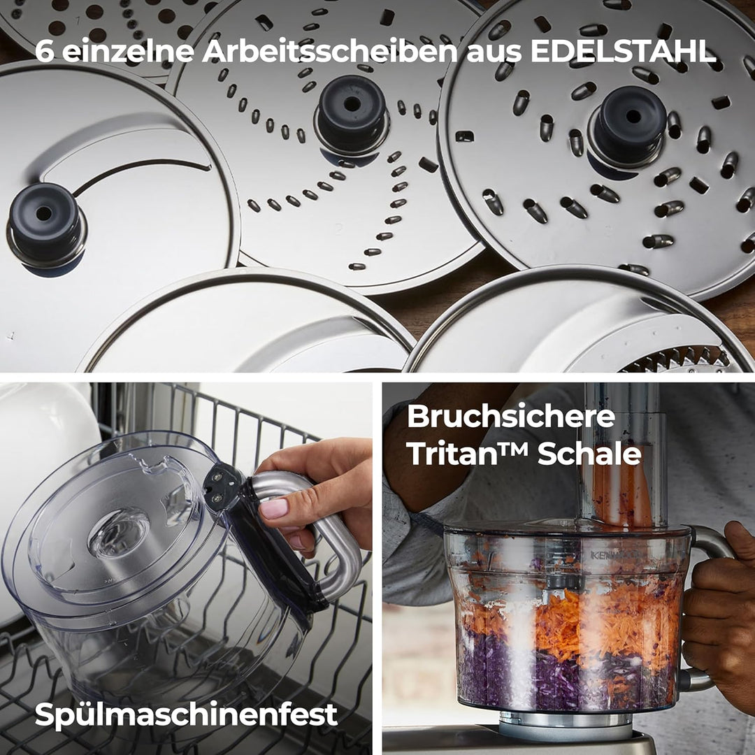 Kenwood KAH647PL Multi-Zerkleinerer (grob und fein, schneiden, raspeln, reiben, Küchenmaschinen-Zube