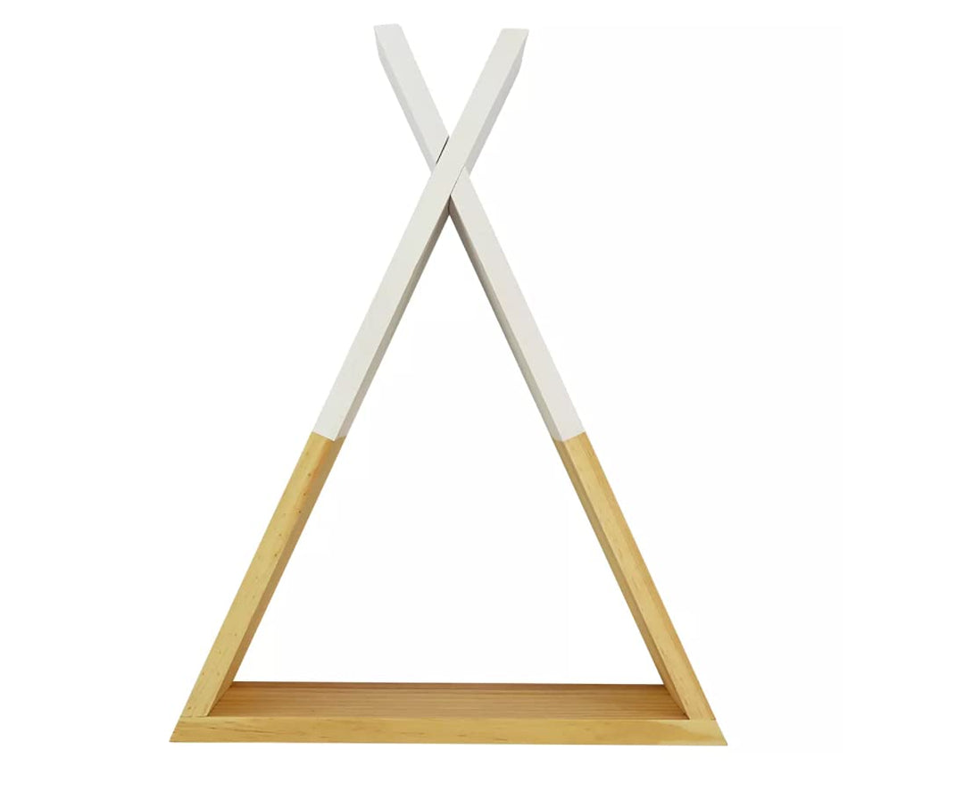 Puckdaddy Wandregal Hugo im Tipi-Design, Natur & Weiss, Dekoratives Regal für Baby- und Kinderzimmer