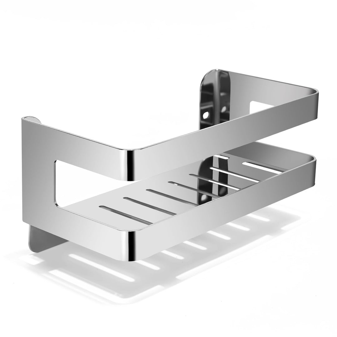 QL Duschregal,Badregale aus Edelstahl SUS304,Wand-Organizer für Bad und Küche,Duschkorb 20 cm,Chrom