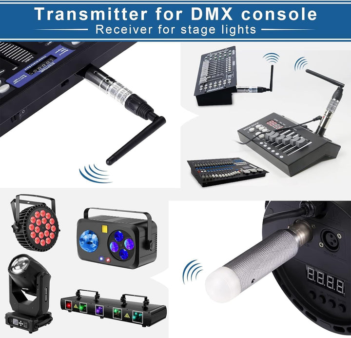 Wireless DMX, Kabelloser DMX512-Empfänger mit integriertem Akku, verwendet mit DMX Controller, für M