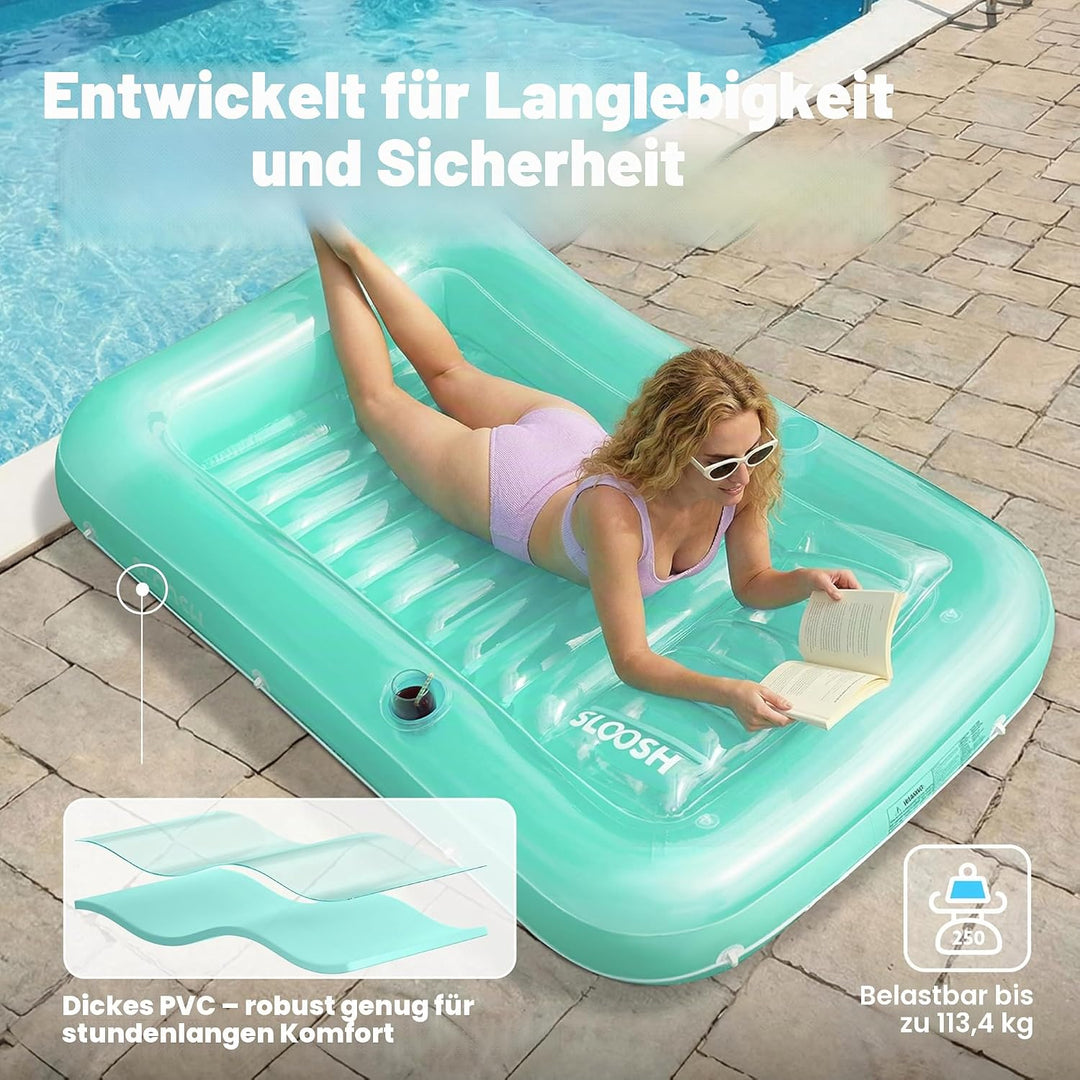 Sloosh aufblasbarer Sonnenpool, Luftmatratzte Pool, Sonnenbad mit abnehmbarem Kissen, persönlicher L