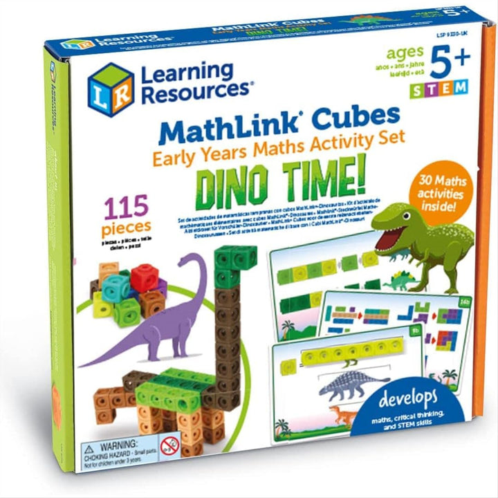 Learning Resources MathLink-Würfel Dino-Zeit, Alter 5–8, Lernspiel Mathe Vorschule, fördert Zahlenve