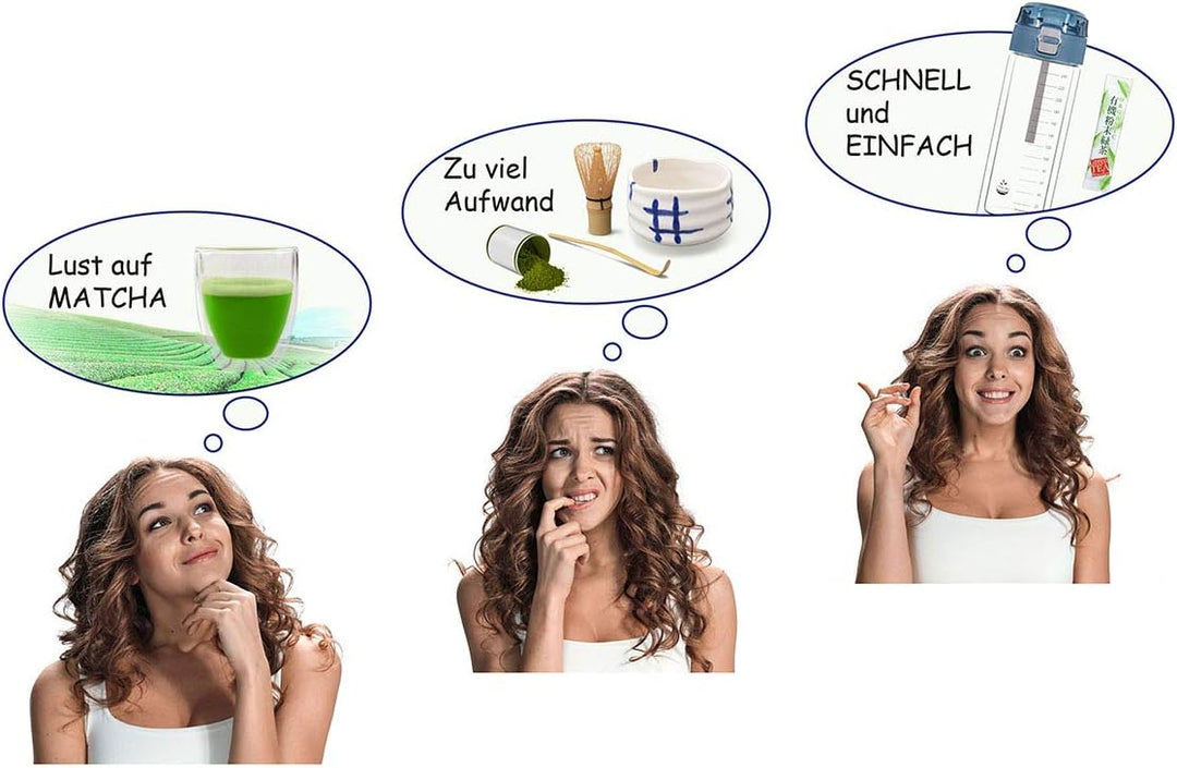 Matcha-Shaker MATCHA2go: Teeflasche to go aus Glas für die schnelle Matcha Tee Zubereitung ohne Bese
