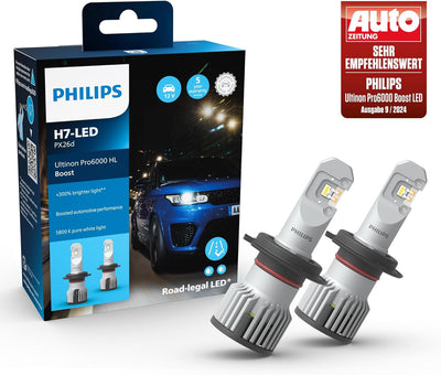 Philips Ultinon Pro6000 Boost H7-LED Scheinwerferlampe mit Strassenzulassung*, 300% helleres Licht**