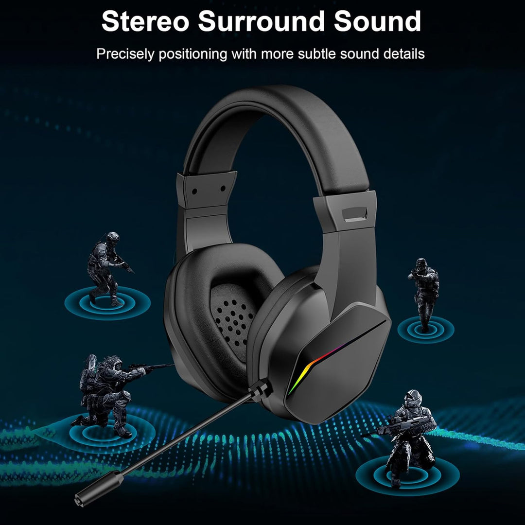 Kabelloses Gaming-Headset, Bt-Kopfhörer mit geringer Latenz und LED-Leuchten, Over-Ear-Headset mit M