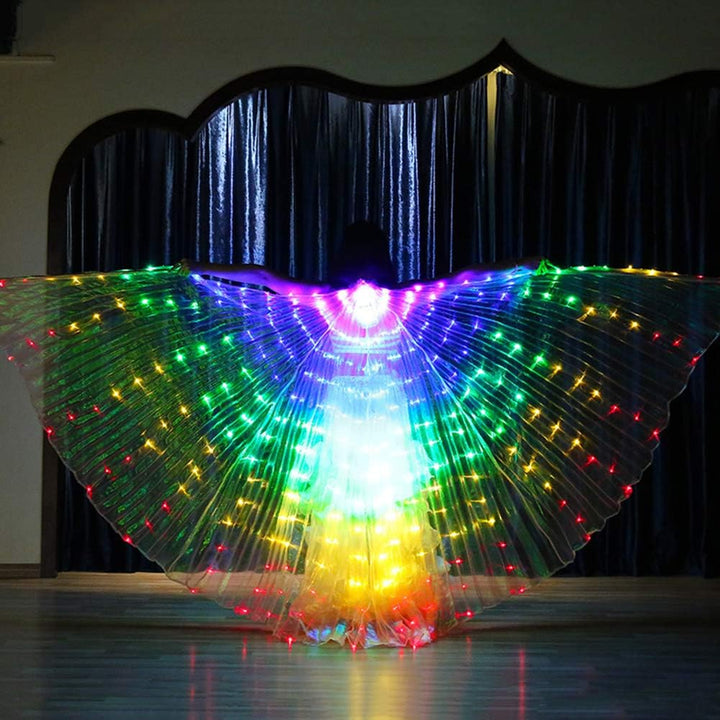 LAMF LED-Bauchtanz-Flügel mit Teleskopstab, leuchtende Schmetterlingsflügel, leuchtendes Performance