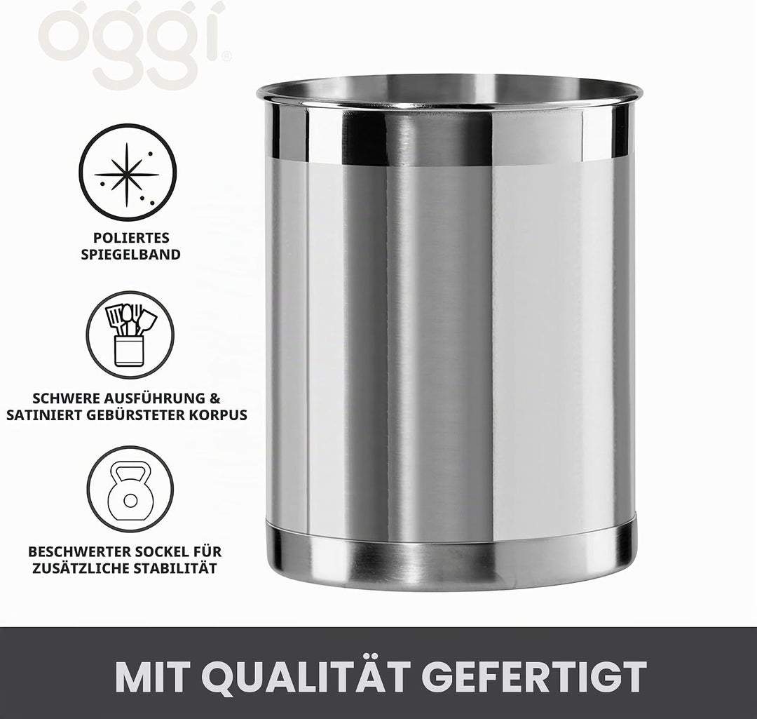 Oggi Steel Utensil Holder Utensilienbehälter, Edelstahl: 12,7 cm, Regular regulär, regulär