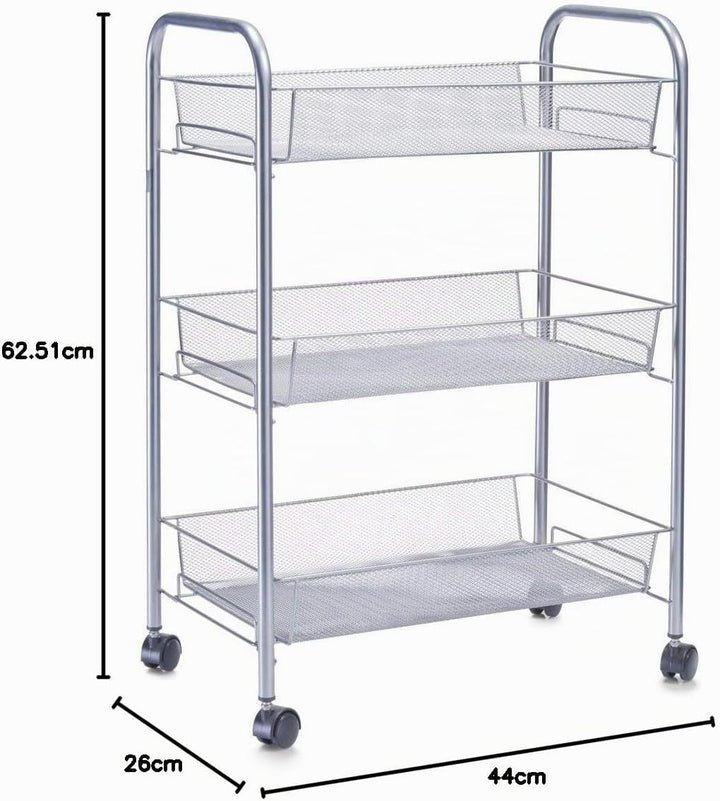 Zeller 17720 Etagen-Rollwagen Mesh 43.5 x 26 x 62.5 cm, grau, 1er Pack, Grau