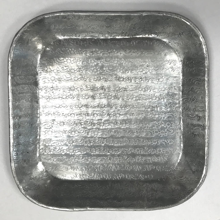 Casa Moro Orientalisches Tablett Prisma Silber 30x30 cm aus Aluminium mit Ornamenten verziert quadra