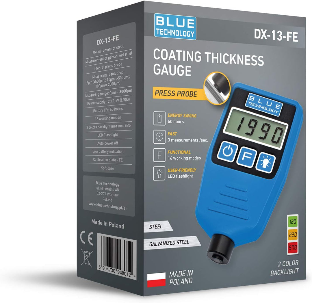 Blue Technology DX13-FE Lackdickenmessgerät für Auto, Blau
