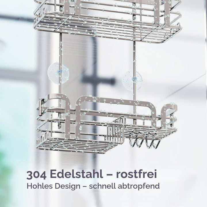 SWTYMIKI Duschablage zum Hängen - Für Mieter und Badezimmer, Kein Bohren | 304 Edelstahl Duschregal