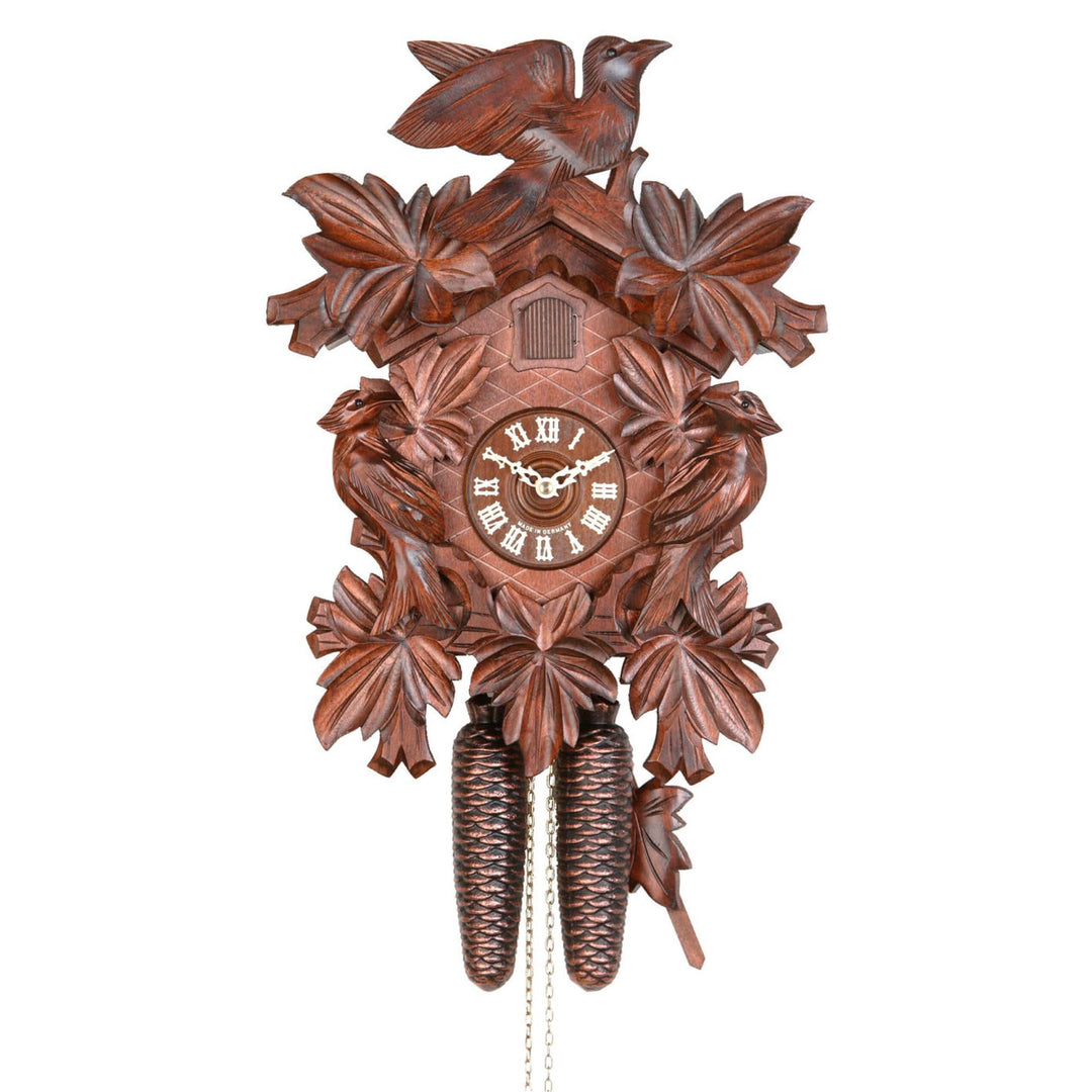 Cuco Clock Kuckucksuhr Schwarzwalduhr 'Im Blätterwald' Wanduhr aus Holz, 38 x 29 x 16cm, 8 - Tage We