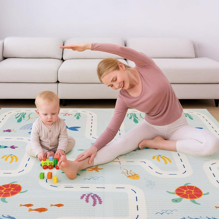 Faltbare Baby-Spielmatte – Extra grosse, wasserdichte Krabbelmatte aus weichem Schaumstoff, rutschfe