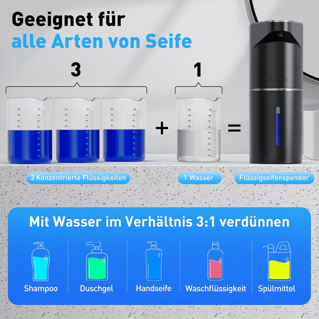 Fantictas Automatischer Seifenspender, berührungslos, Wandmontage, wiederaufladbar, 3-stufig Einstel