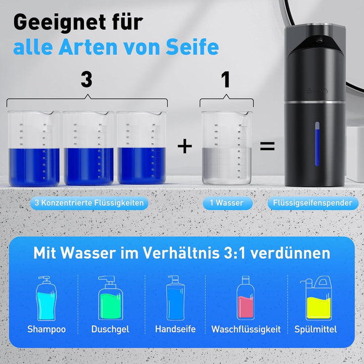Fantictas Automatischer Seifenspender, berührungslos, Wandmontage, wiederaufladbar, 3-stufig Einstel