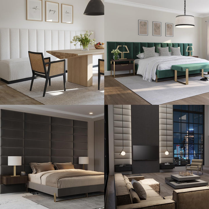 VANT Gepolsterte Kopfteile - Accent Wall Panels - 4er Packungen - Einfach Installieren - König Zwill