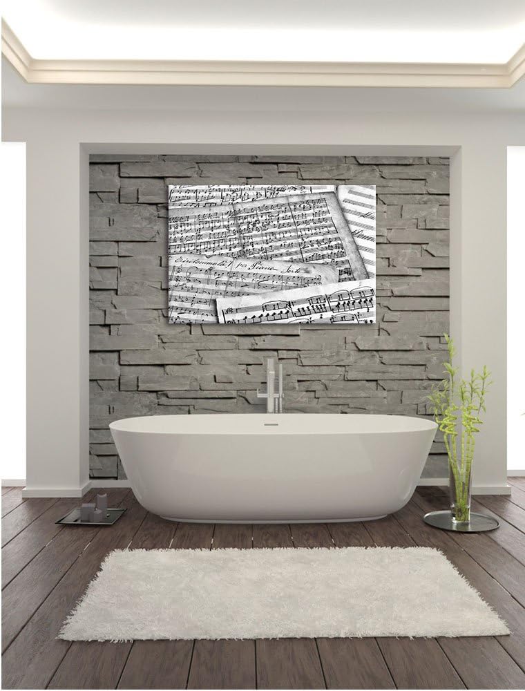 Pixxprint Stilvolle alte Notenblätter / 100x70cm Leinwandbild bespannt auf Holzrahmen/Wandbild Kunst