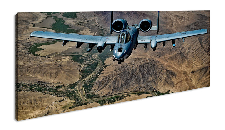 Atemberaubendes Militär Flugzeug Panorama 120x60 cm als Leinwandbild, Motiv fertig gerahmt auf Echth