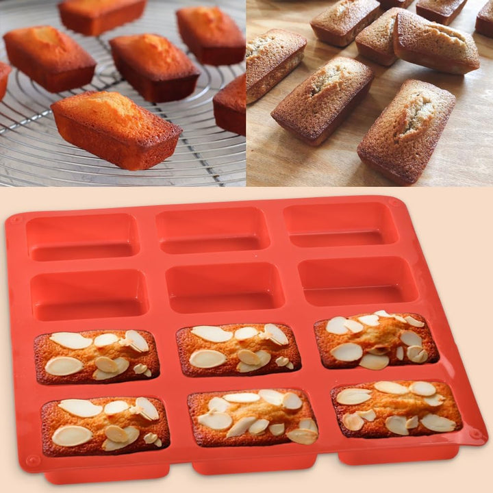 Silikon-Kastenform, antihaftbeschichtet, Mini-Brotform, 12 Mulden, Silikon-Brotbackform, für Kastenk
