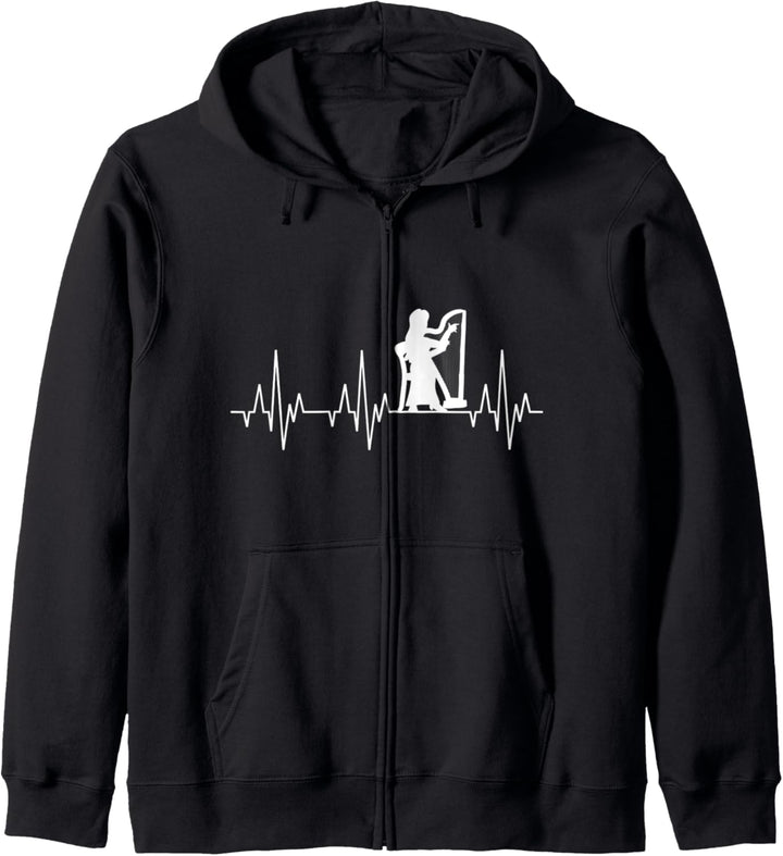 Harfenspielerin Harfe Musikinstrument Herzschlag Fun Lustig Kapuzenjacke