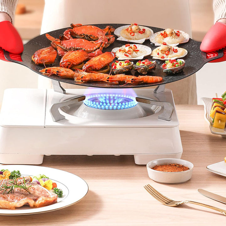BBQ-Platte,Korean BBQ Grill Pan,Round koreanischer BBQ-Grill Antihaft-Rundbratpfanne,Comales Para To