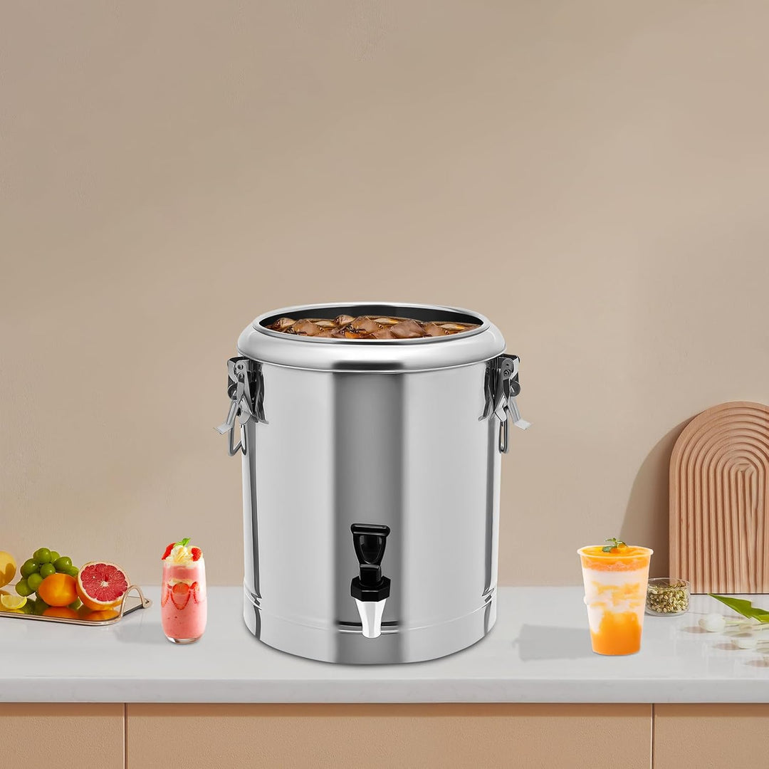 Edelstahl Thermobehälter 14L mit Hahn Isolierbehälter Gastro Glühwein | 14L Edelstahl Thermobehälter