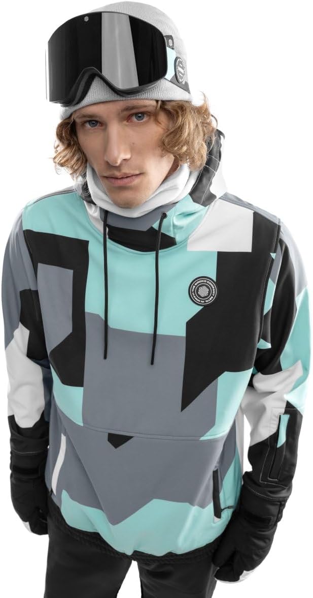 SIROKO W1 Ski- & Snowboardjacke Herren Wasserdicht Wärmeschutz Fronttasche Wintersport XS Türkis/Gra