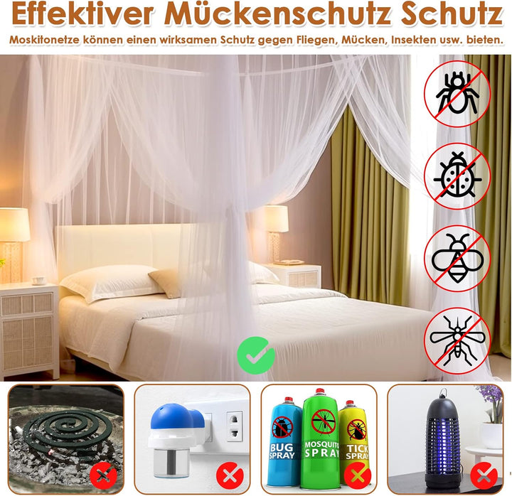 Moskitonetz Doppelbett und Einzelbett - 1.9 m x 2.1 m x 2.4 m Moskitonetze für Doppelbett und Einzel