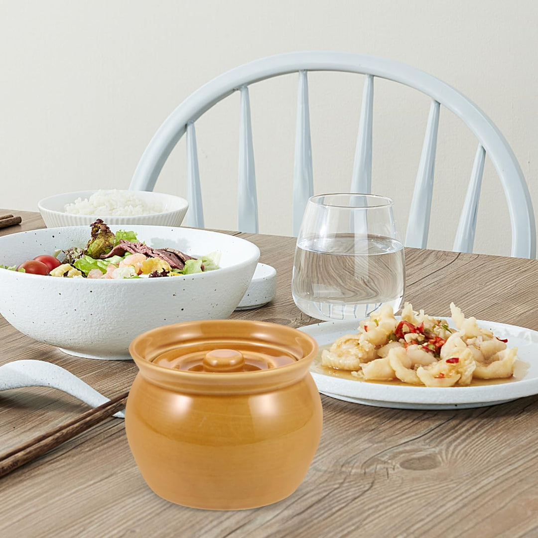 GLEAVI Keramik mit Deckel Dampf Suppentopf 1L Küche Zuhause Vielseitig Einsetzbar Design Wärmespeich